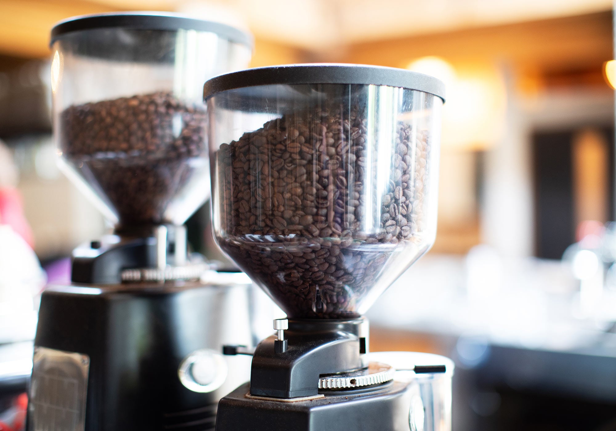 Coffee Beans in Grinders at Sightglass 7th Street SF Location.