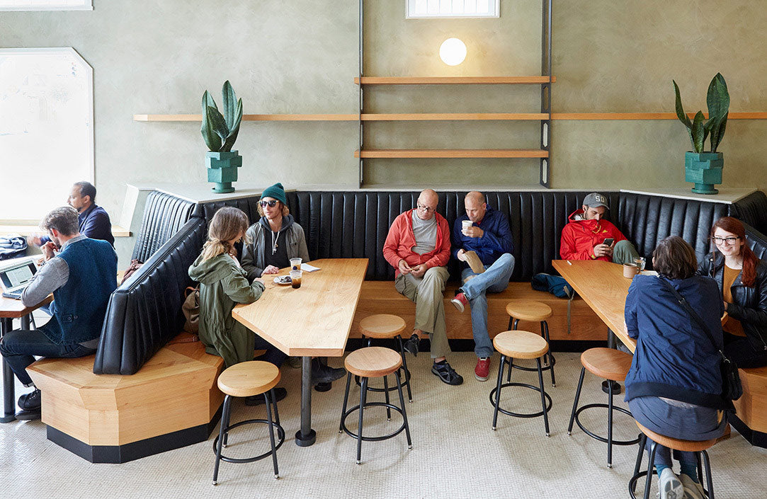 Guests sitting at Sightglass Coffee's Divisadero location in San Francisco